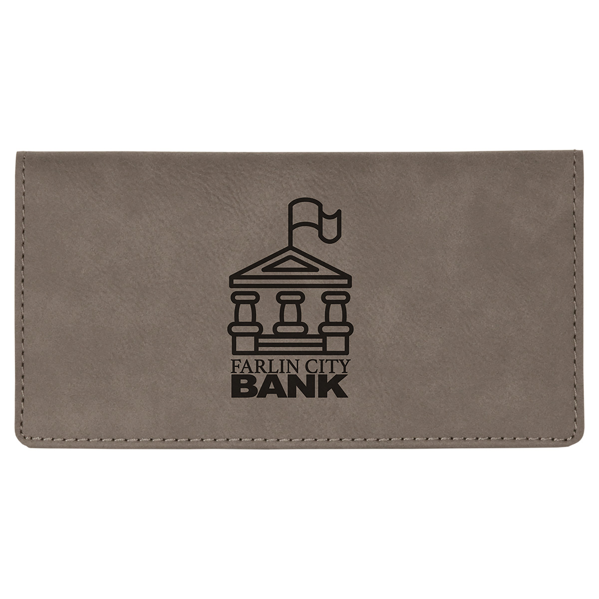 Gray Leatherette Checkbook Cover