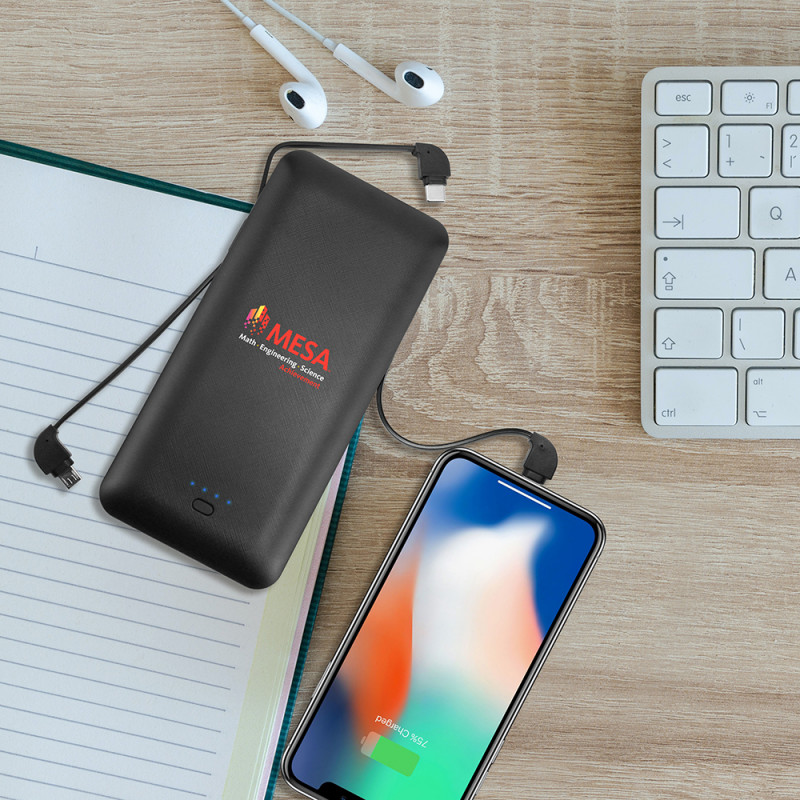 Charge All 10k - 10,000 mAh Power Bank with Integrated Charging Cables and AC Plug 7