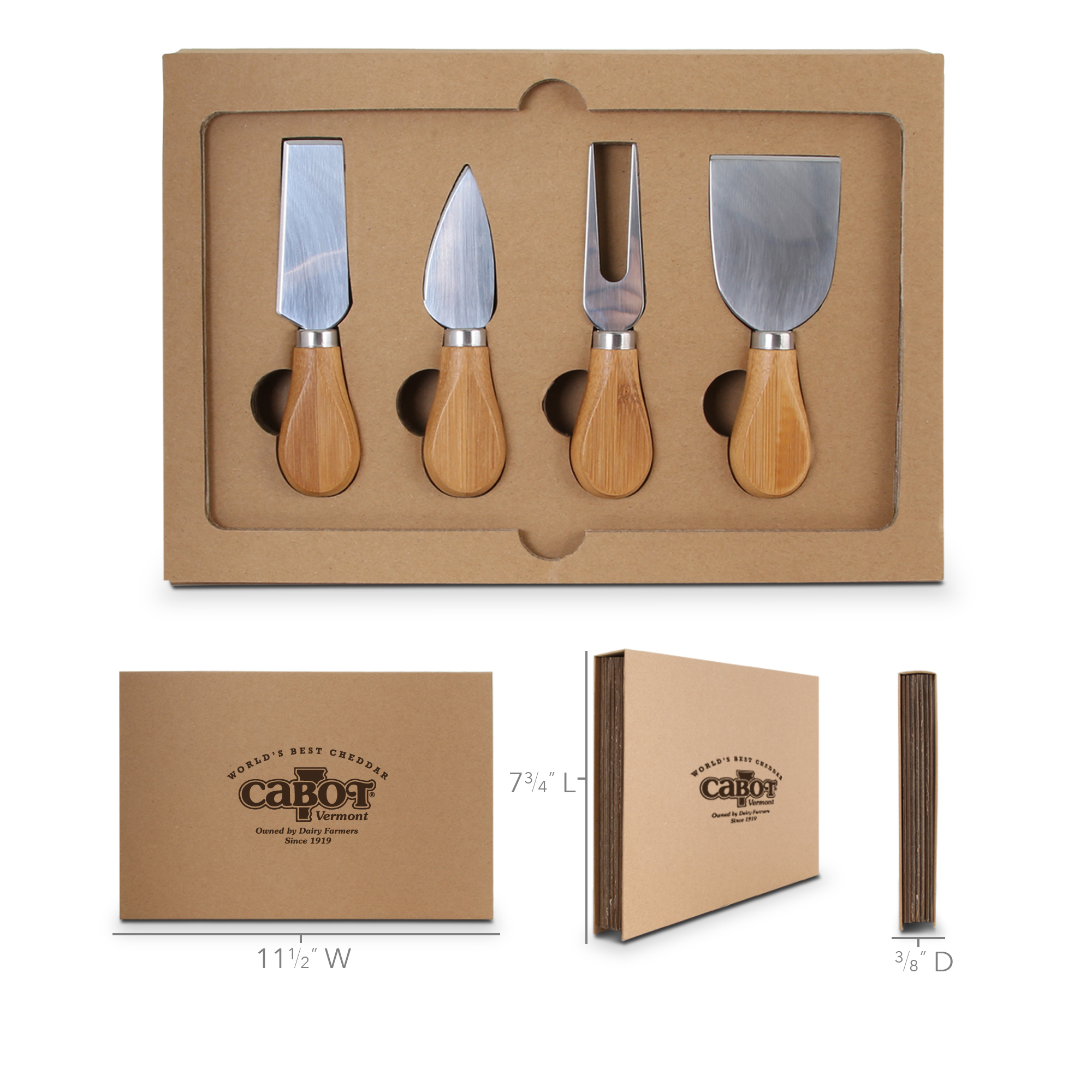5-Piece Cheese Knife Set & Bamboo Cutting Board W/ Gift Box 2
