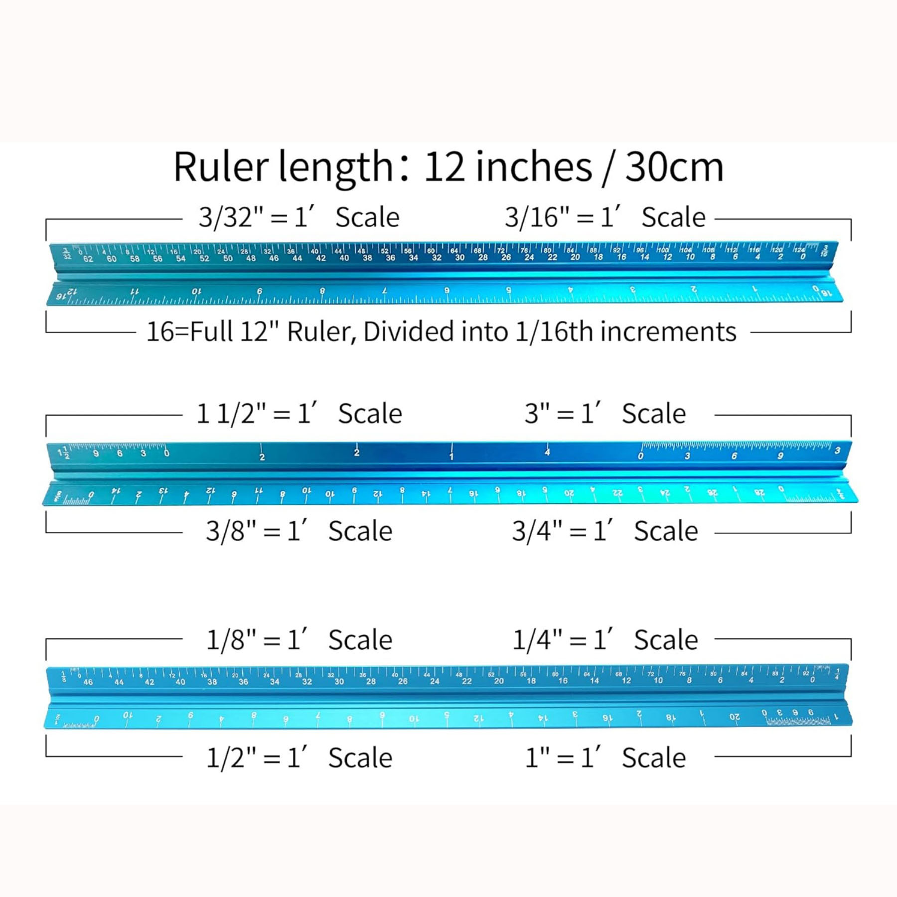 12 Inch Architectural Scale Ruler 3