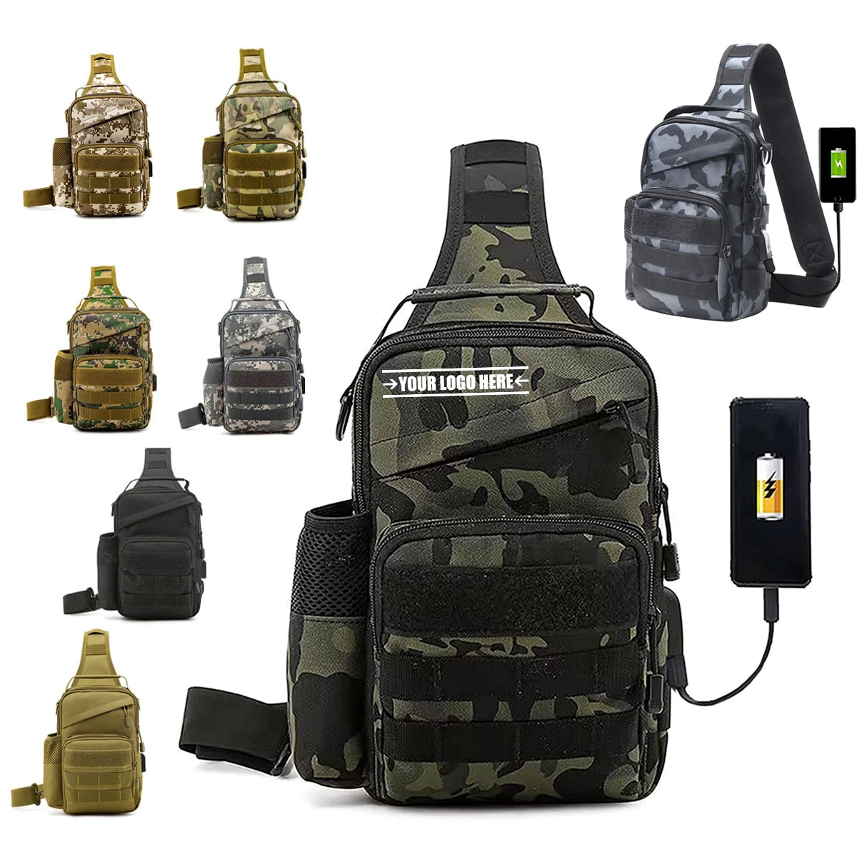 Tactical Molle Chest Bag with USB Charge Port 5