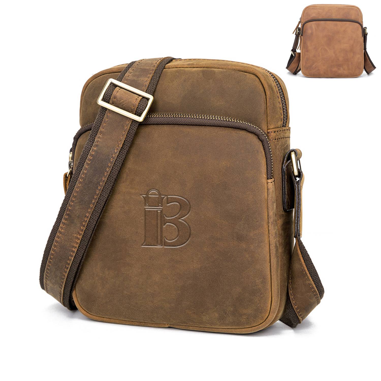 Crazy Horse Leather Men's Crossbody Bag 10