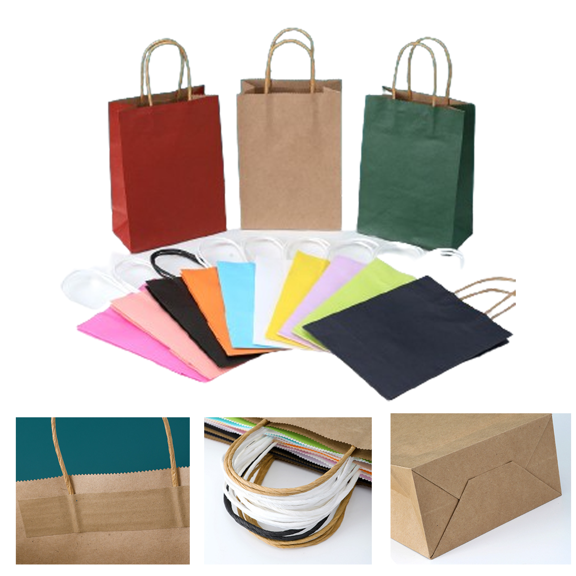Kraft Paper Bags With Handles Gift Bags 17 Different Senior Color 2