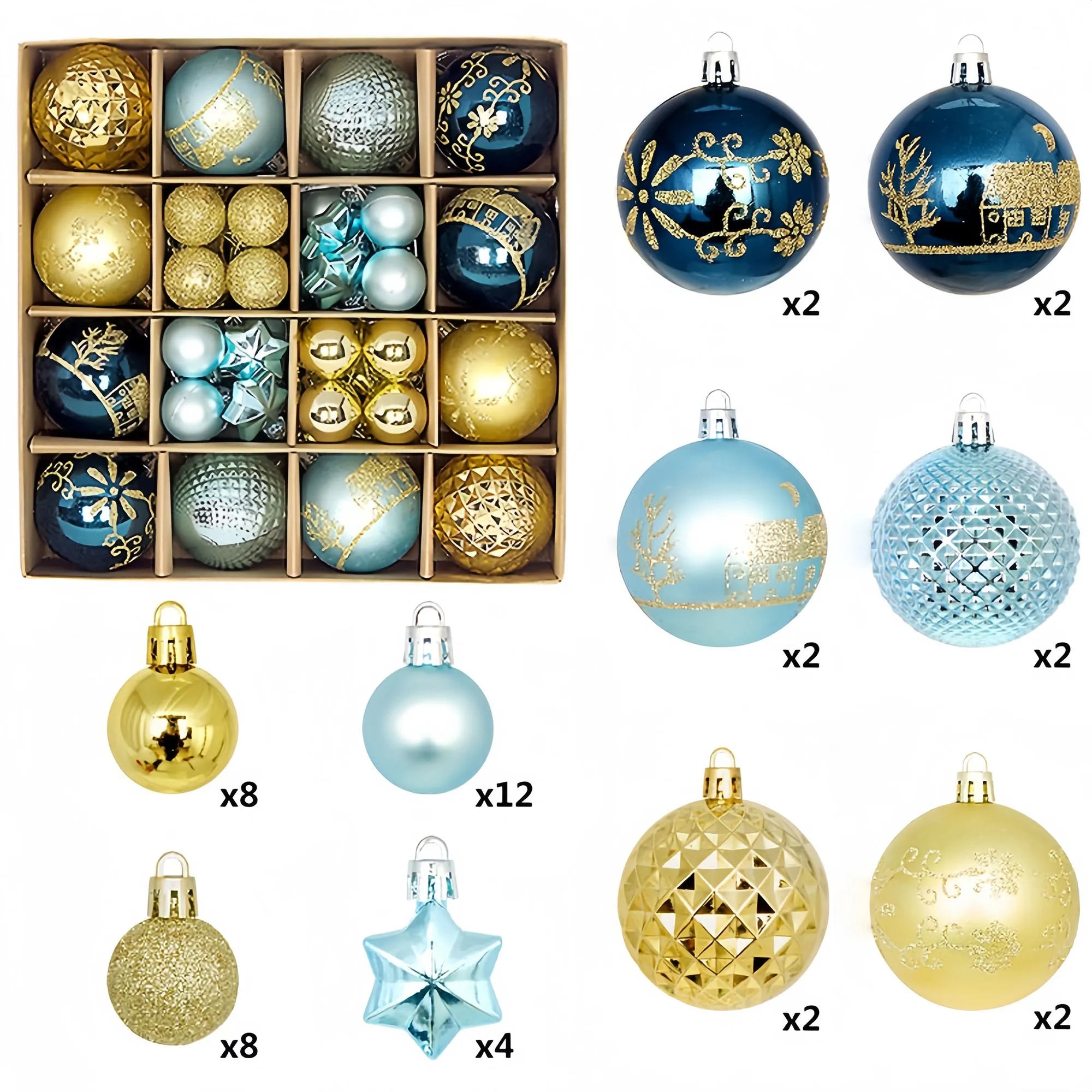 Premium Christmas Bauble Set With Unique Designs 24