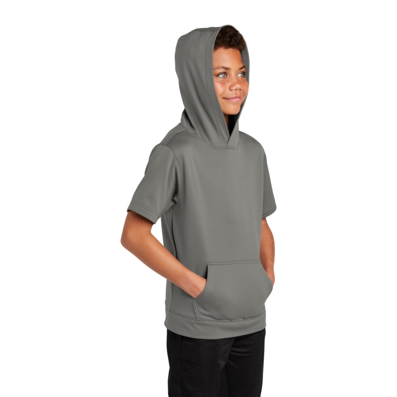 Sport-Tek Youth Sport-Wick Fleece Short Sleeve Hooded Pullover. 18