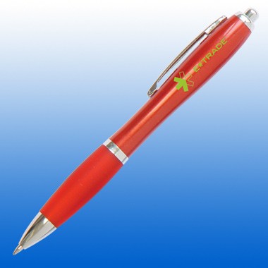 CURVE PLASTIC PEN RED W/ CHROME TRIM 1