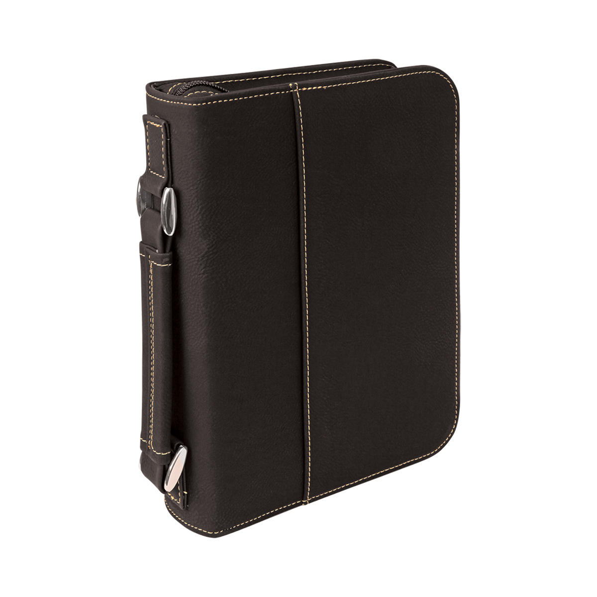 6" x 9" Black & Gold Leatherette Book/Bible Cover with Handle & Zipper 2