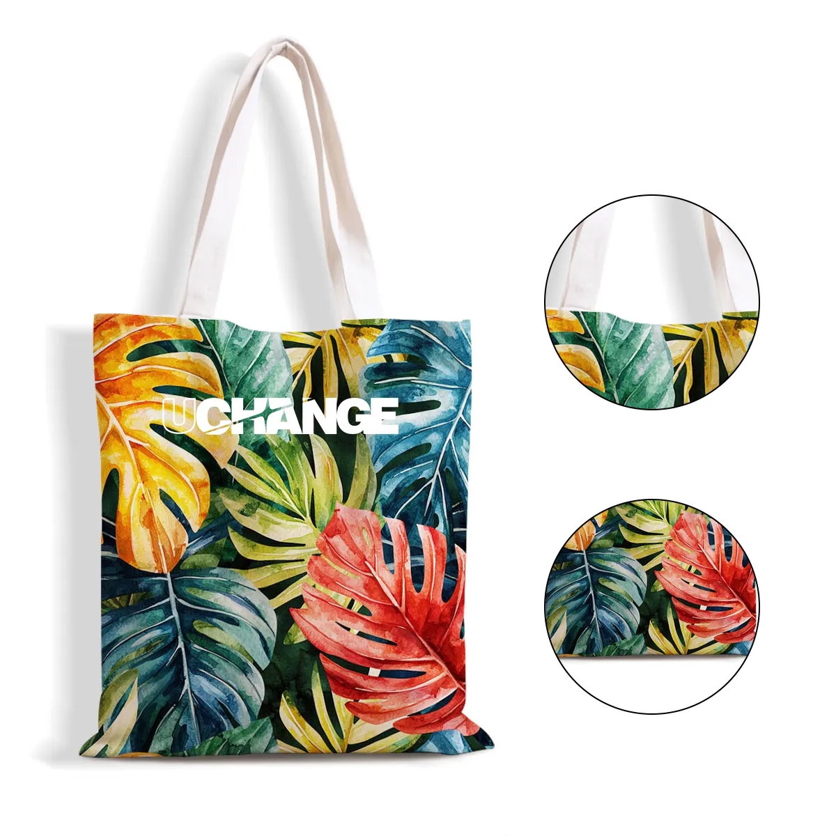 Tropical Print Canvas Tote For Beach And Travel, custom tote bag with logo imprint 2