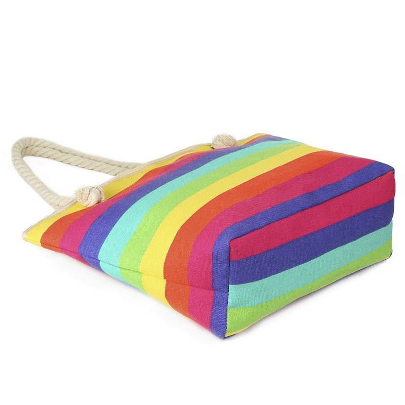 Rainbow Striped Canvas Tote Bag, custom tote bag with logo imprint 12