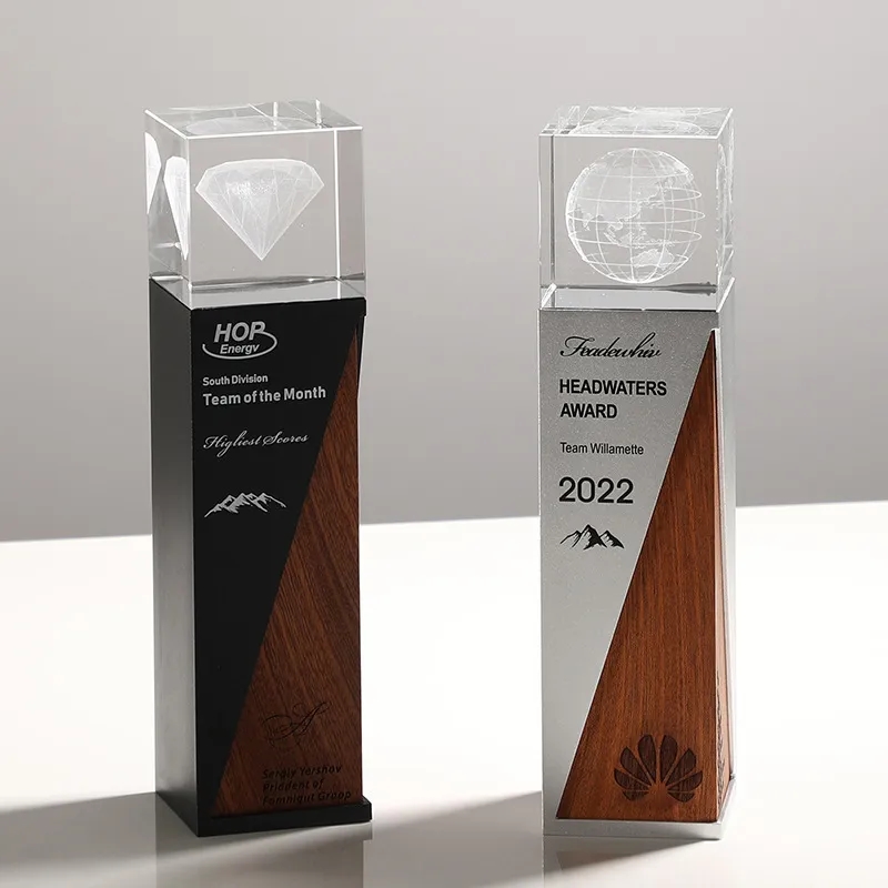 Metal and Wood Crystal Award 3