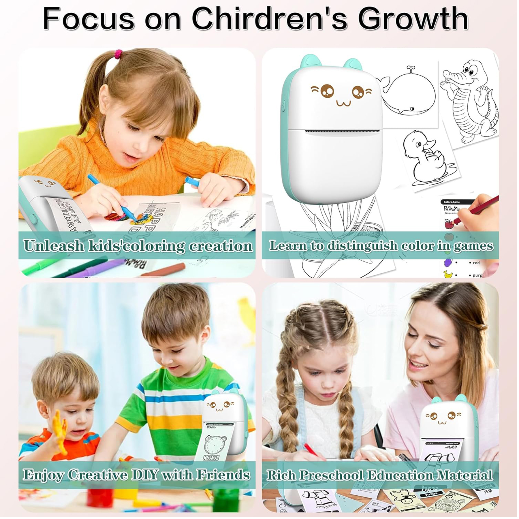 Portable Inkless Sticker Printer with Paper Roll 4