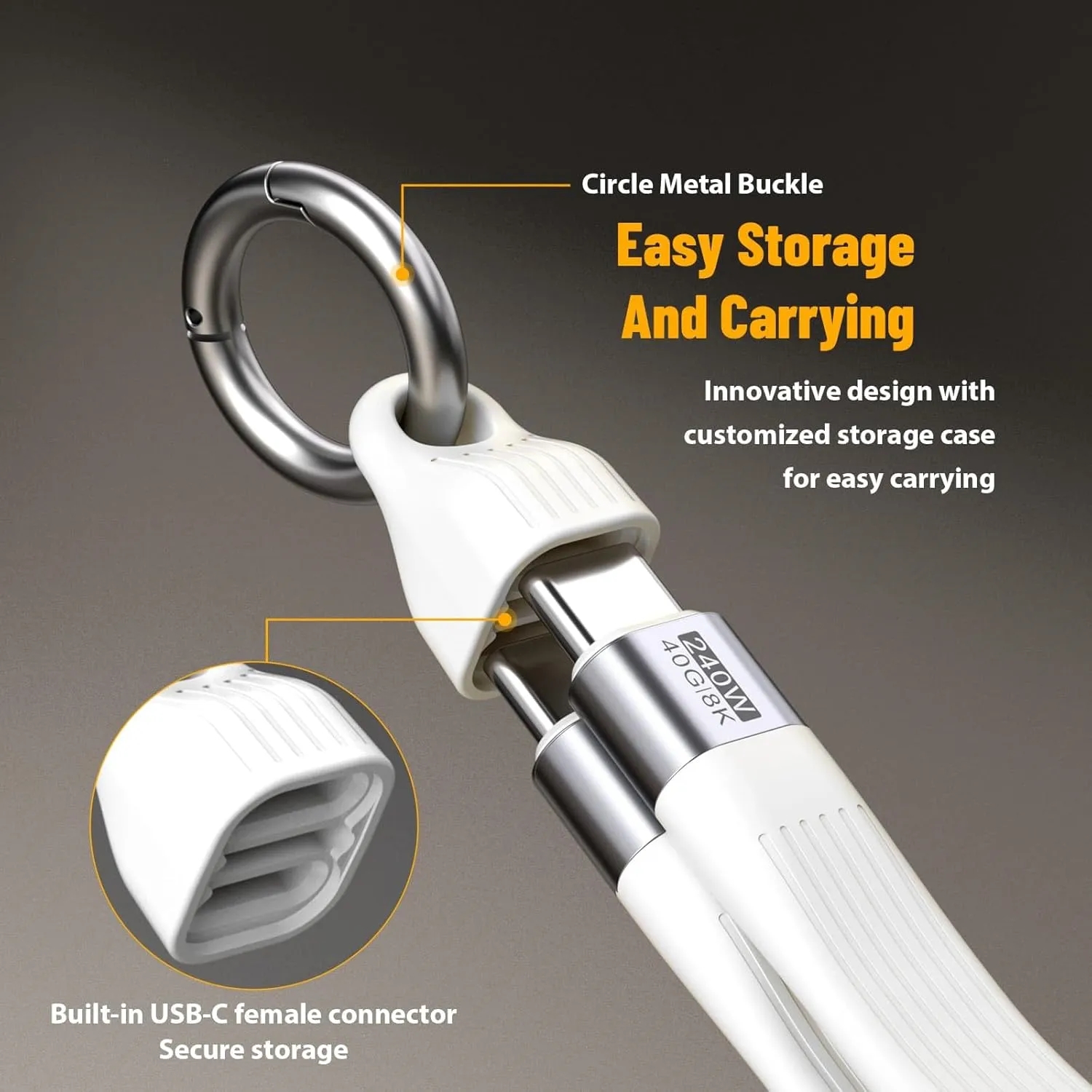 Short USB-C Cable Keychain 240W 5A Fast Charging Cord 2