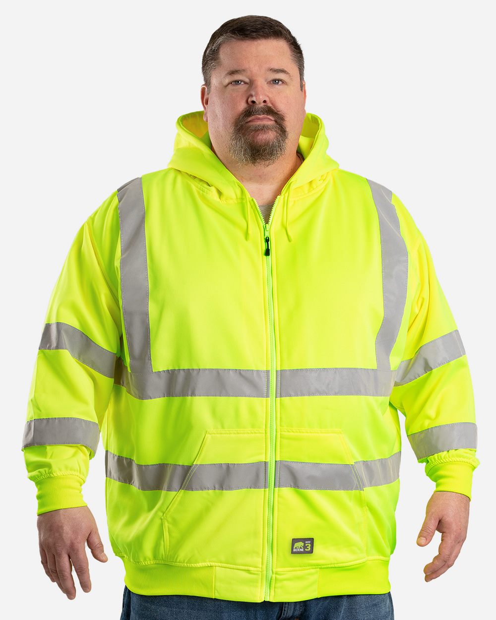 Men's Tall Hi-Vis Class 3 Lined Full-Zip Hooded Sweatshirt - HVF021T 6