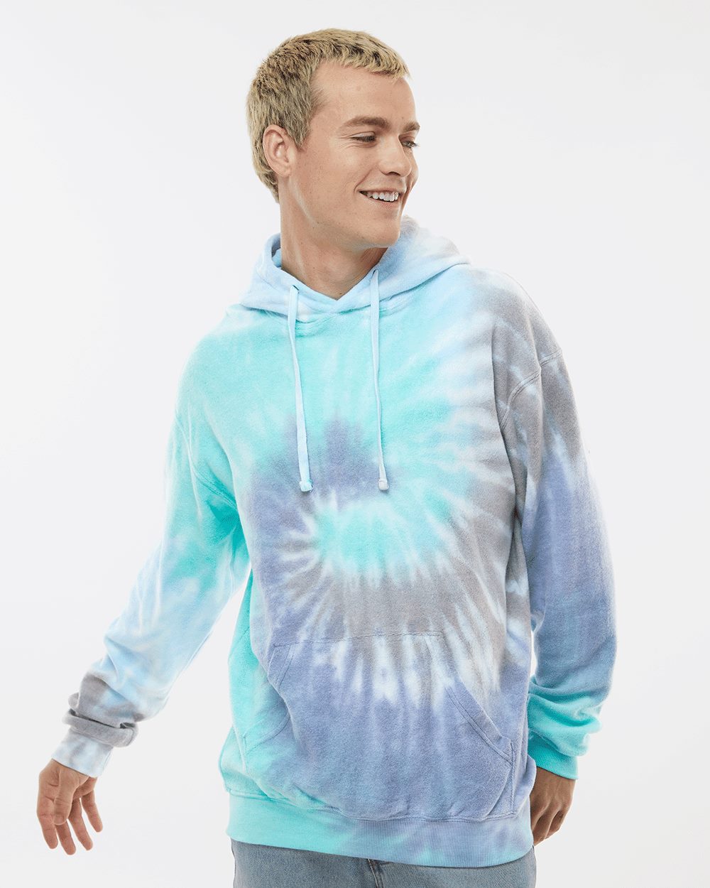 Unisex Tie-Dyed Cloud Inside-Out Fleece Hooded Sweatshirt - 8600 24