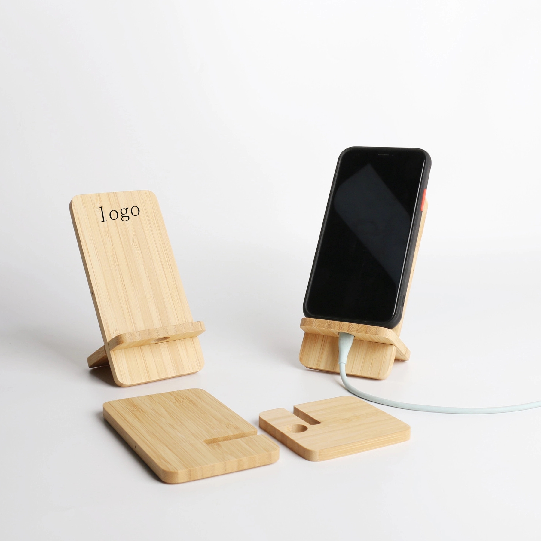 Bamboo Wireless Charger Phone Stand 3