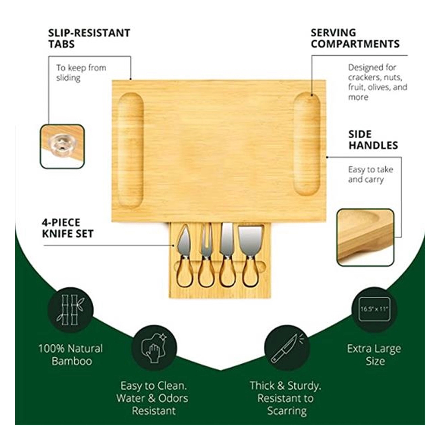 Bamboo Charcuterie Board & Cutlery Set with Slide-Out Drawer 3