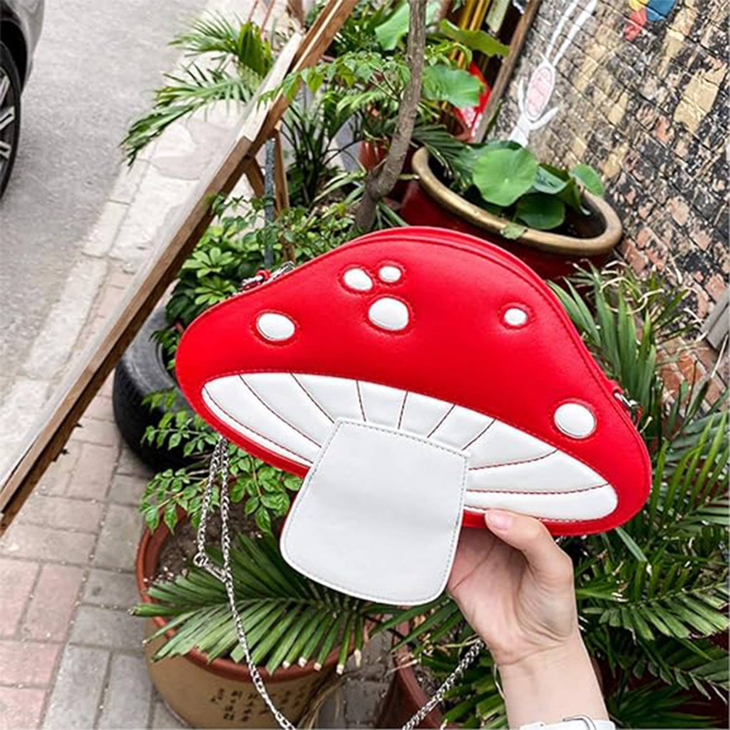 Youngy Women Mushroom Shape PU Leather Shoulder Bag 9