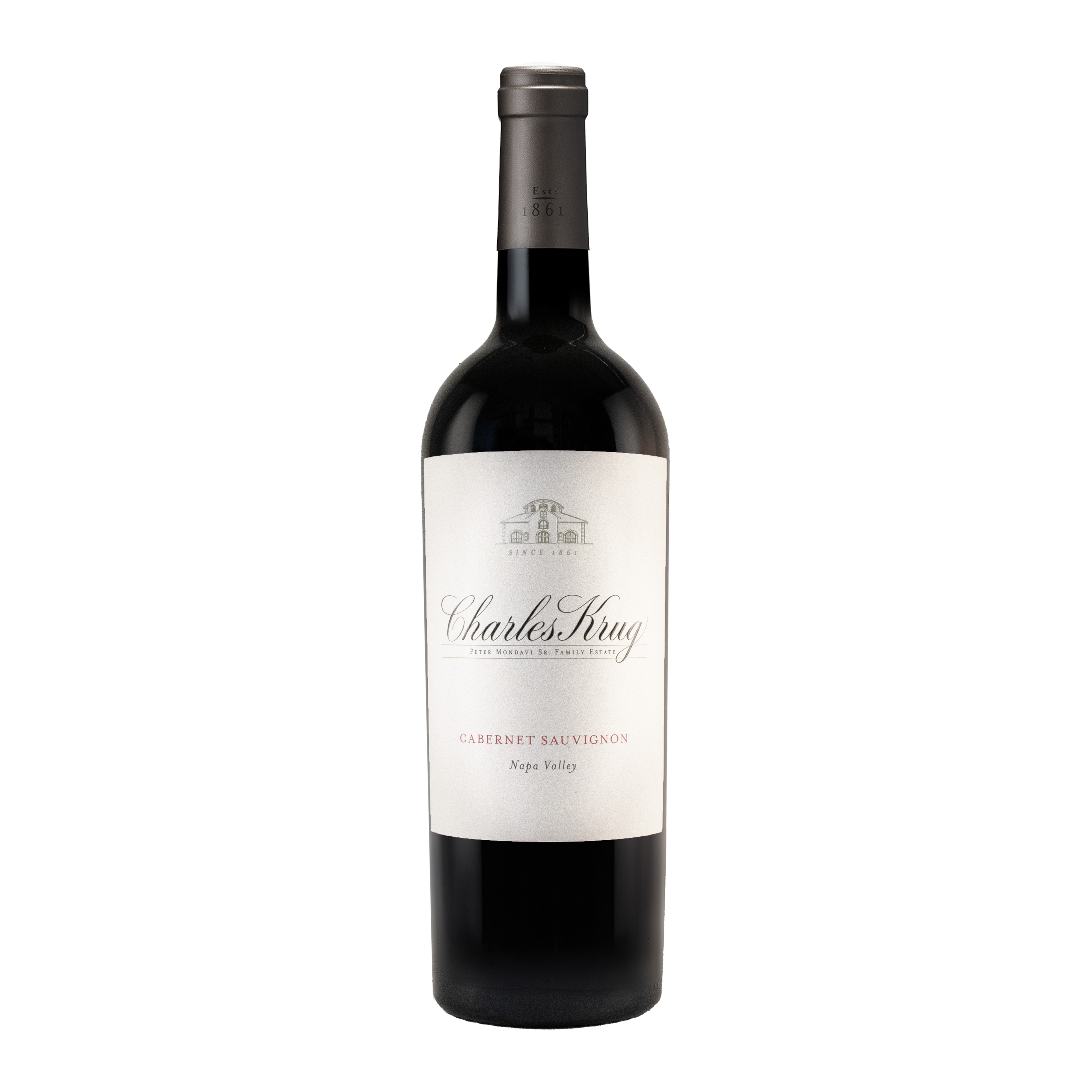 Etched Charles Krug Cabernet Napa Red Wine Bottle 1