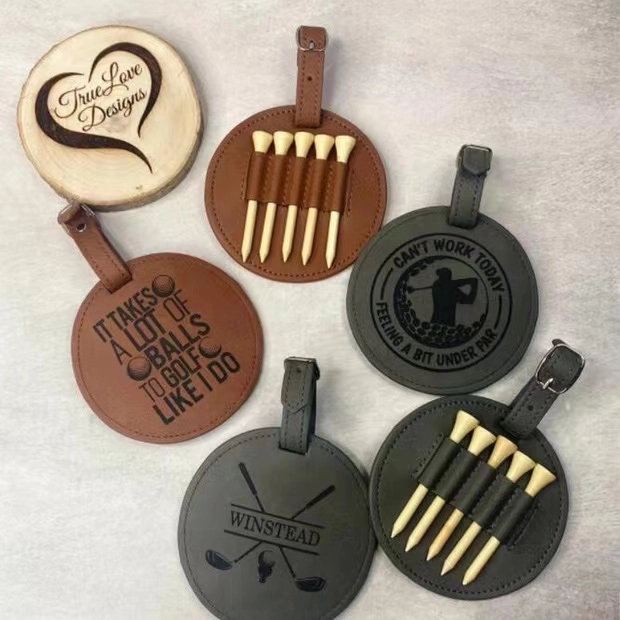 ROUND LEATHER GOLF TEE HOLDER 8
