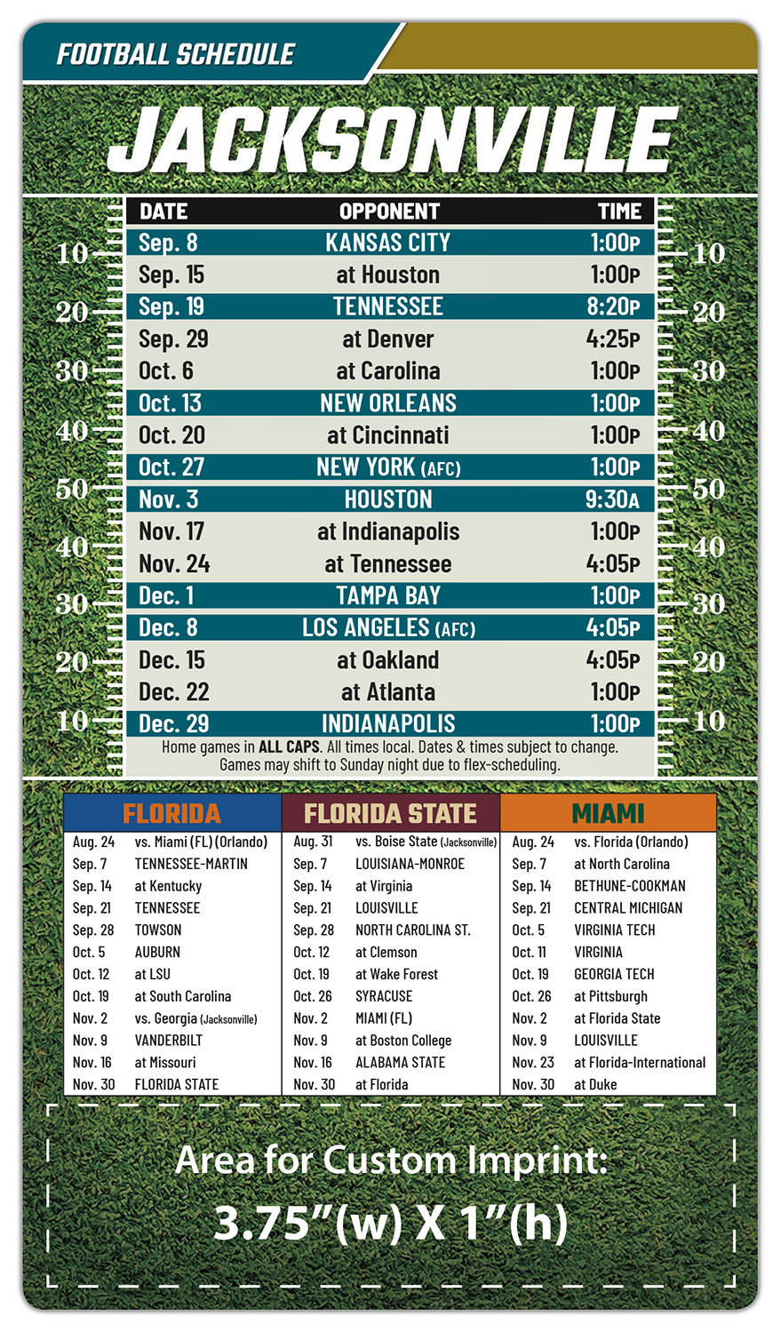 Magnet Football Sport Schedules - 4x7 Round Corners