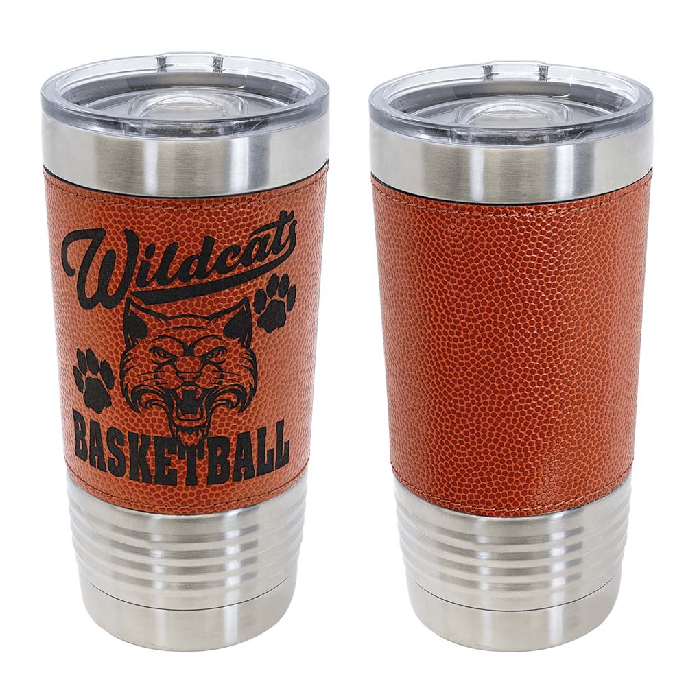 Basketball Leatherette Tumbler w/Slide Lid - 20 Oz. 4