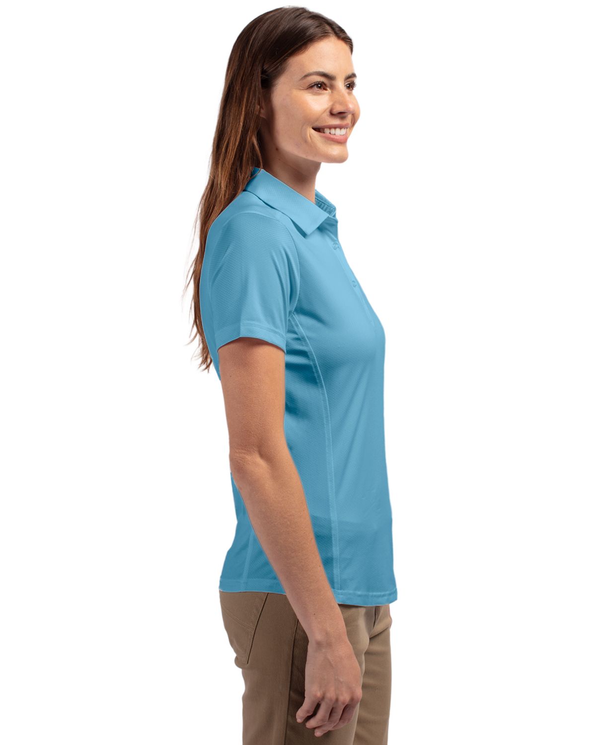Prospect Eco Textured Stretch Recycled Womens Short Sleeve Polo