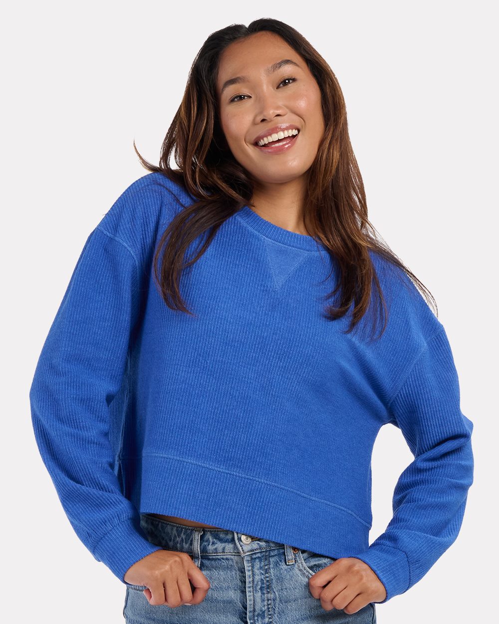 Women's Ribbed Knit Cropped Boxy Crew - BW5102 32