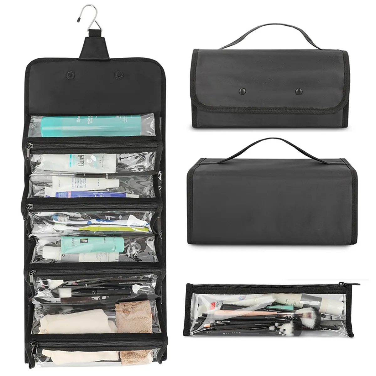 4 In 1 Detachable Hanging Roll-Up Travel Toiletry Makeup Bag 4