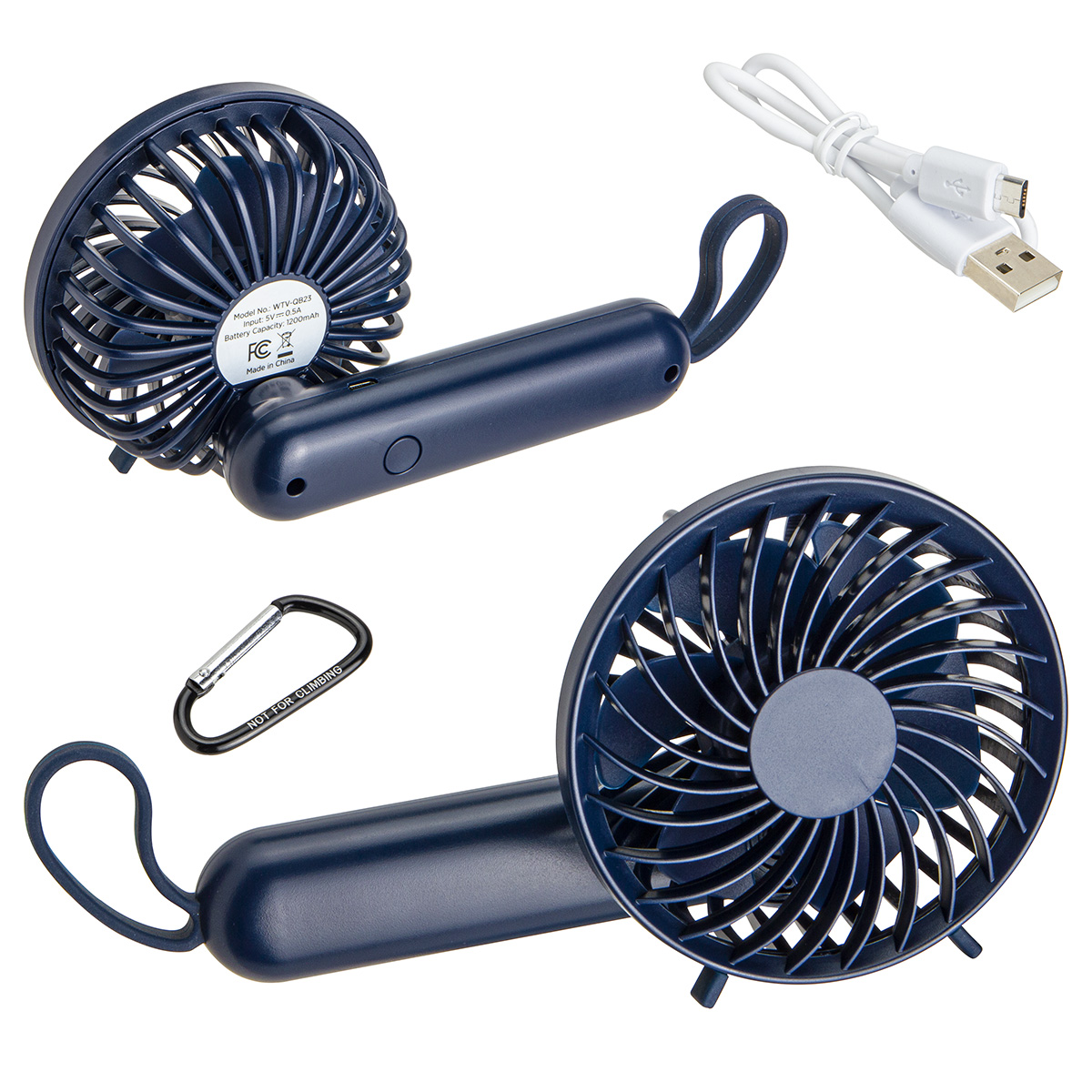 Quiet Breeze Rechargeable Hand Fan with Carabiner 17