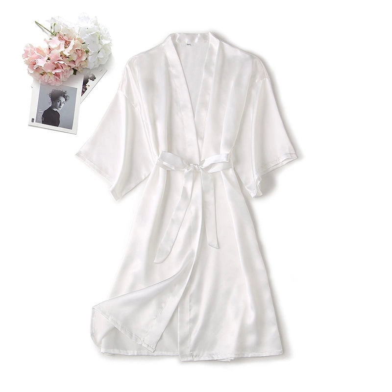 ladies nightgown imitation silk summer bathrobe 5
