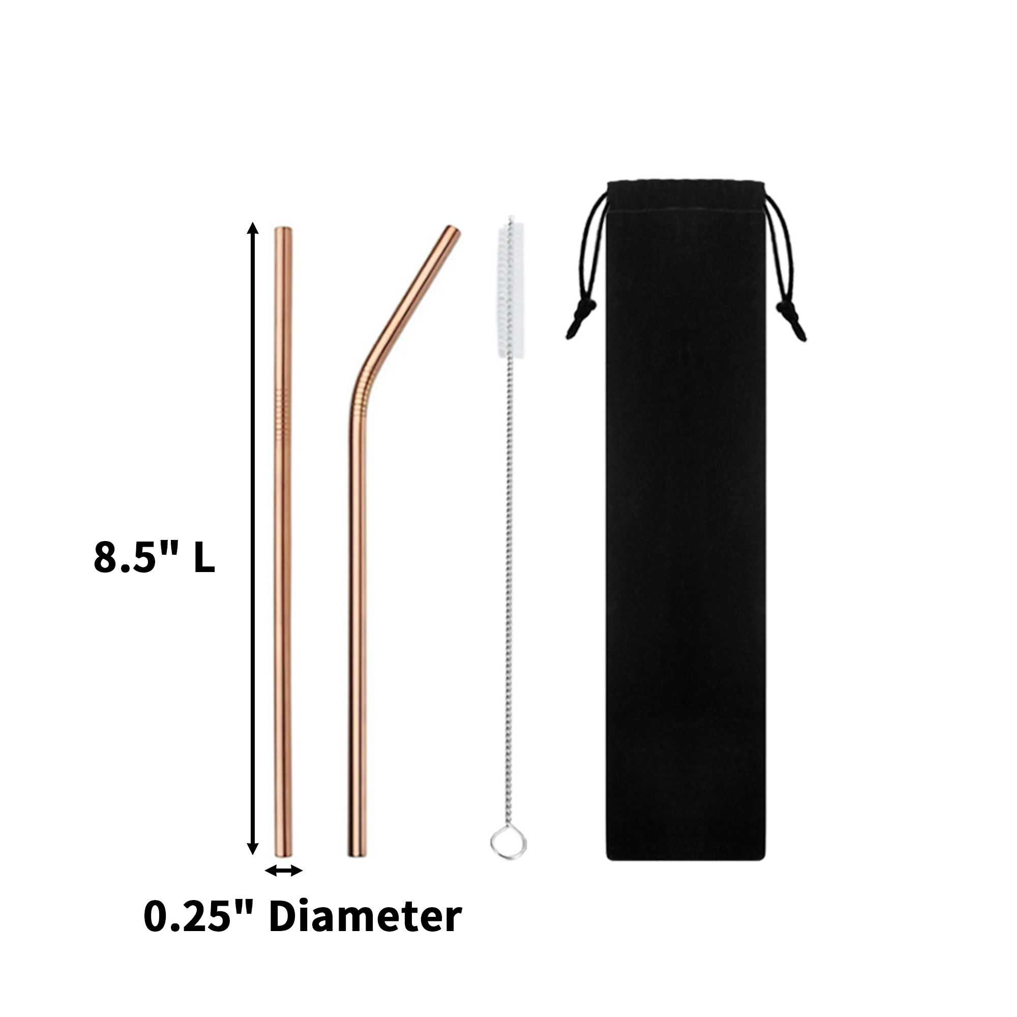 Three In One Reusable Stainless Steel Straw Set 8
