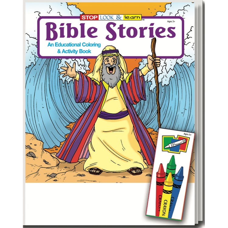 Bible Stories Coloring Book Sets - 4 Pack Crayons Ages 3-11 2