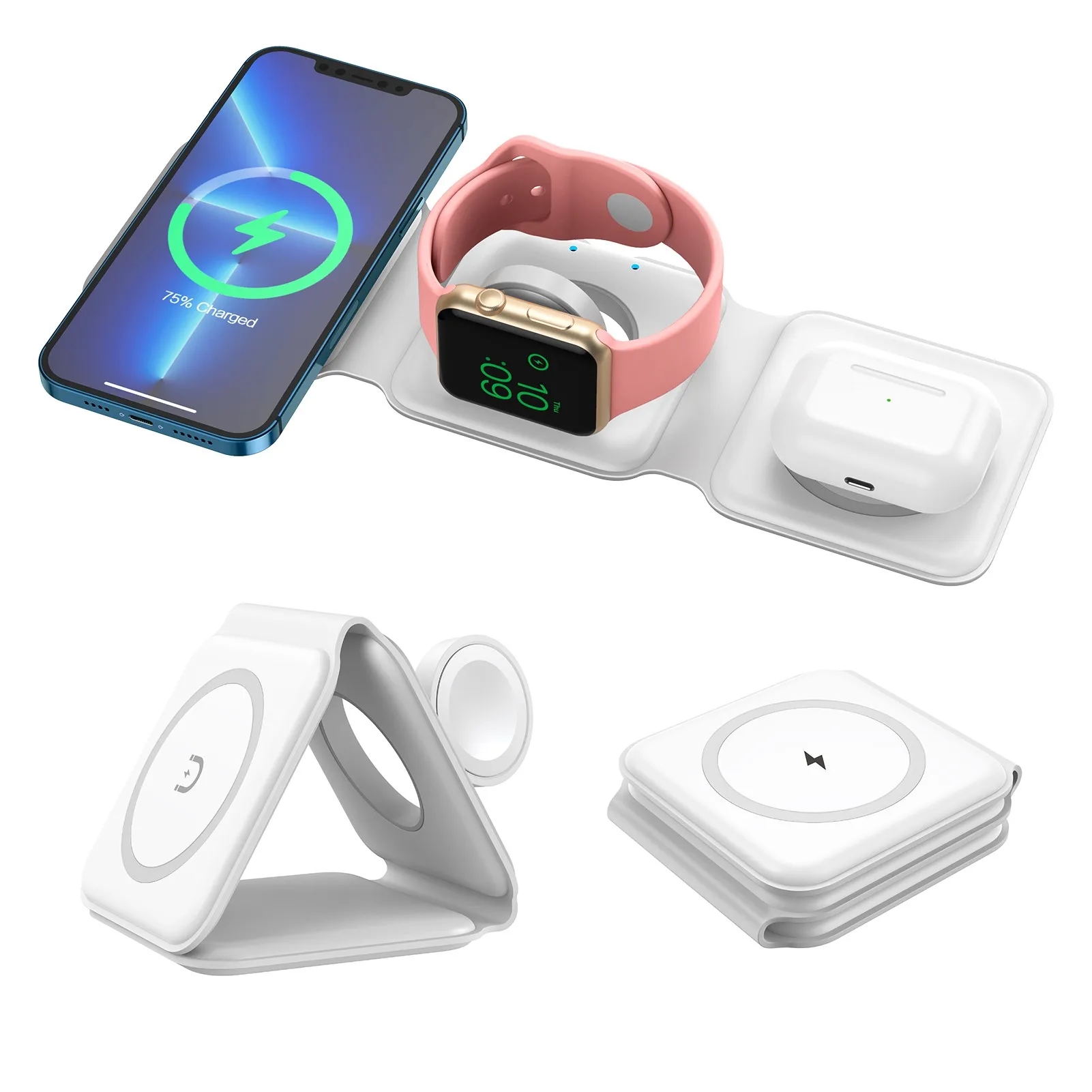 Fast Wireless Charging Station for iPhone, iWatch,  AirPods 2