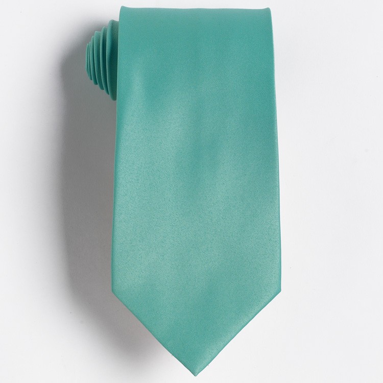 Teal Polyester Satin Tie 2