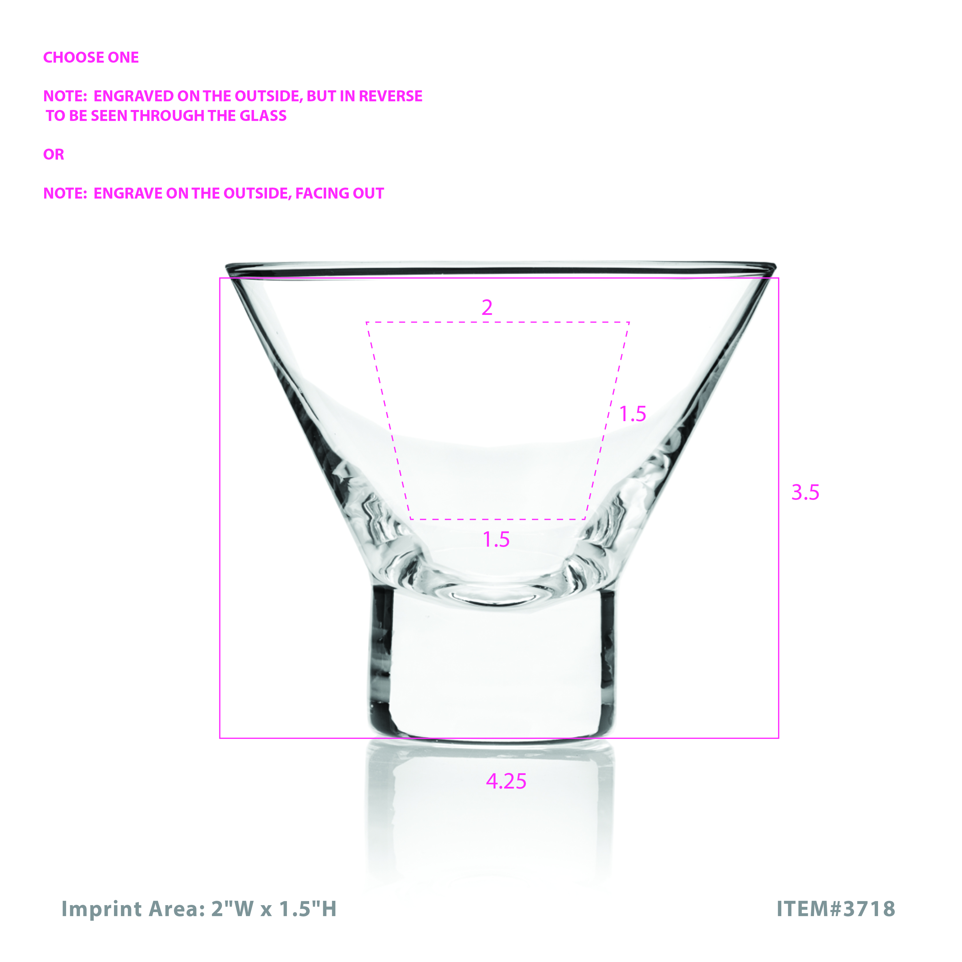 Viski® Raye Heavy Base Crystal Martini Glass, set of 2 5