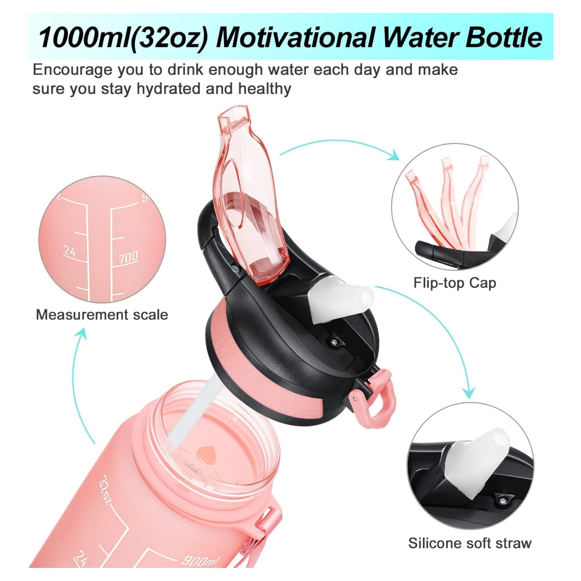 32 oz Water Bottles With Times 3