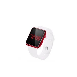 Sports Watch With White Band Digital Display Adjustable Design 27