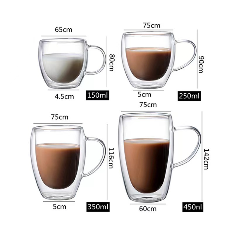 Double Wall Insulated Clear Glass Coffee Cup 3