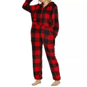 Women's Flannel Plaid Hooded Onesie 4