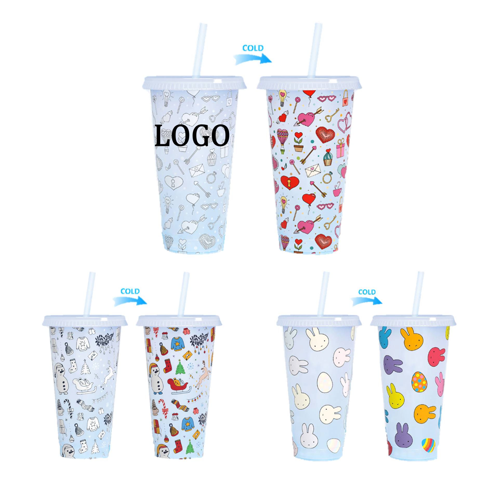 Color Changing Plastic Stadium Straw Cup 3