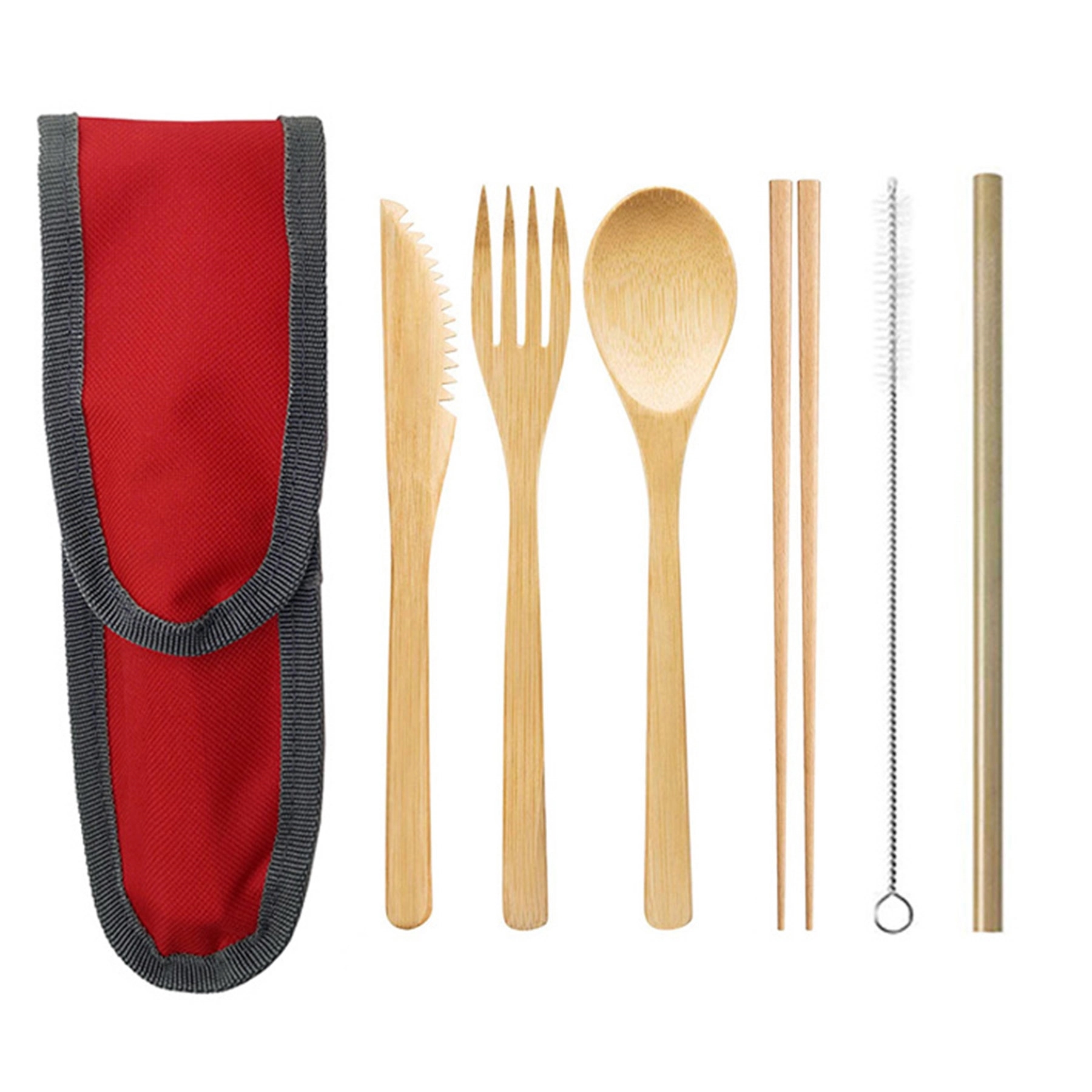6 Pcs Bamboo Cutlery Set 10