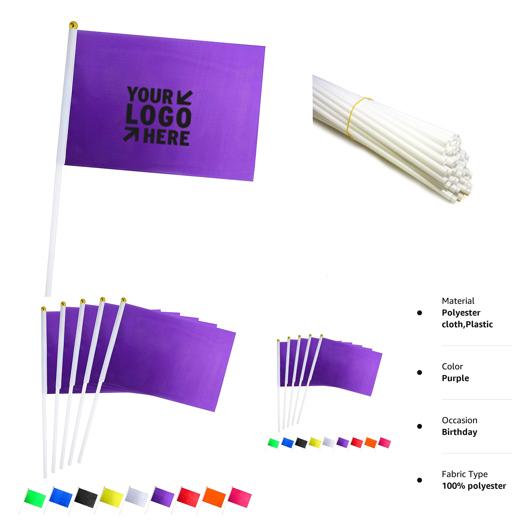 Solid Purple Flag Small Mini Plain Purple Diy Flag On Stick 2