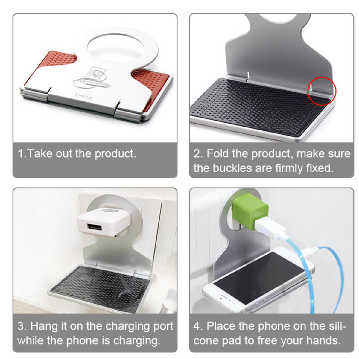 Foldable Phone Charging Holder with Anti-Slip Silicone Pad 5