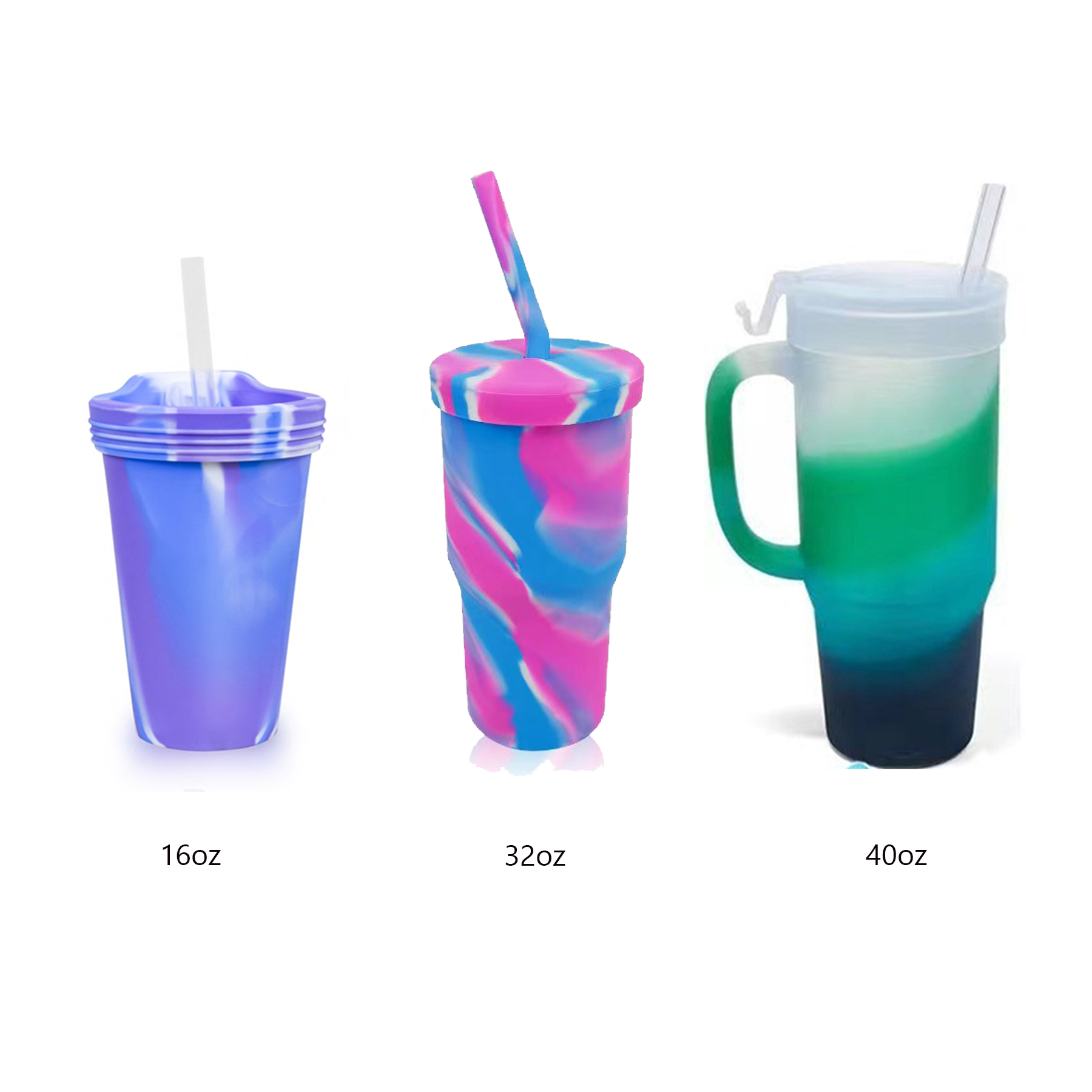 16oz Silicone Pint with 2 in 1 Lid and Straw 3