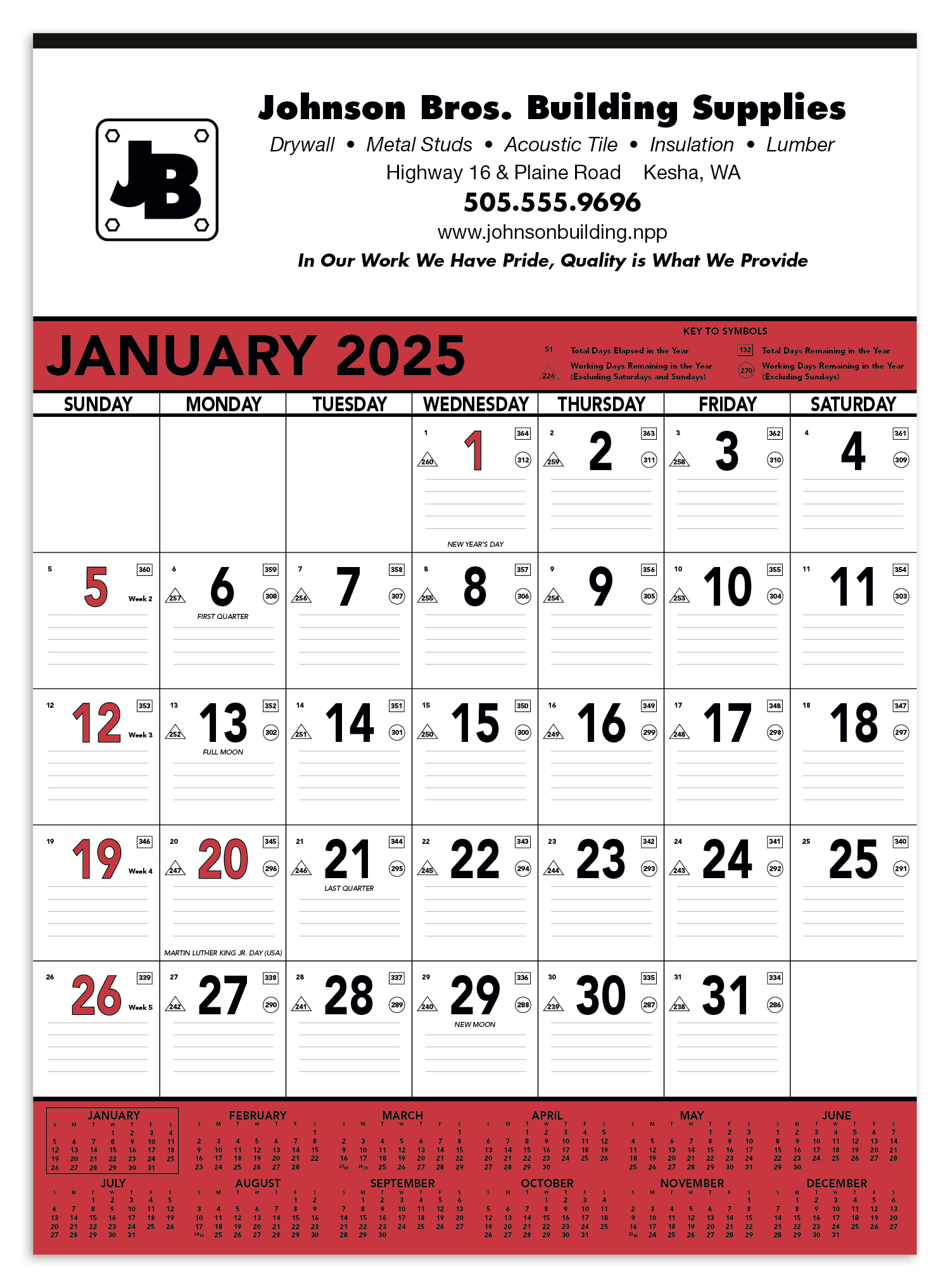 Triumph® Calendars Red & Black Contractor Memo Calendar 2