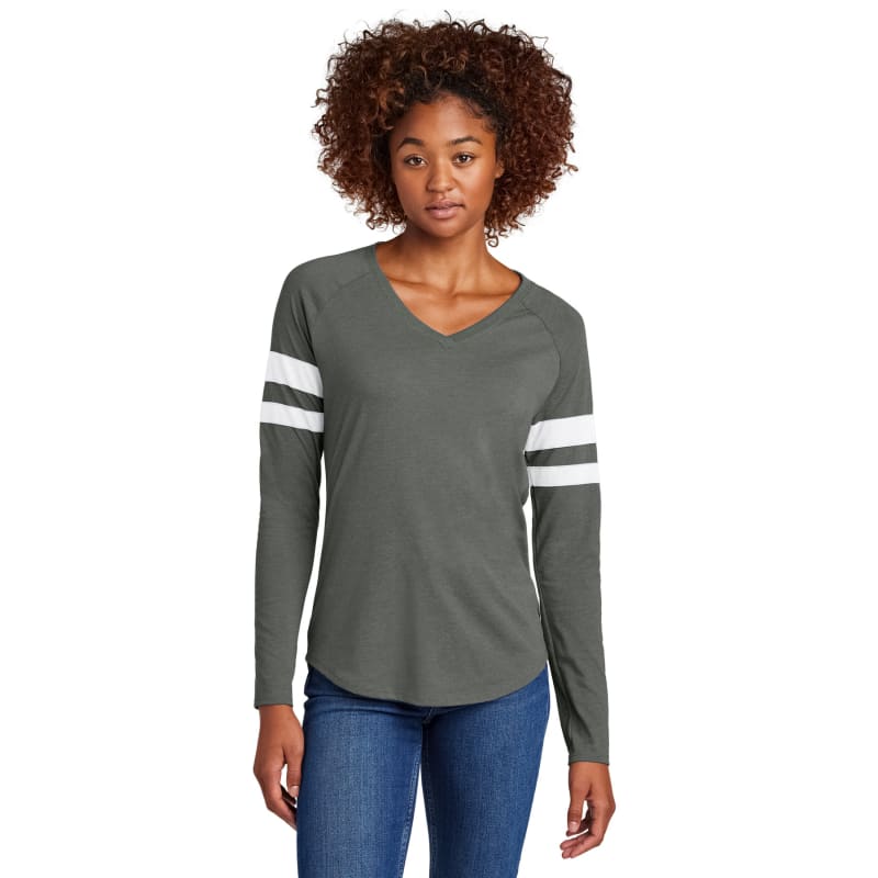 Sport-Tek Women's Halftime Stripe Long Sleeve V-Neck Tee 10