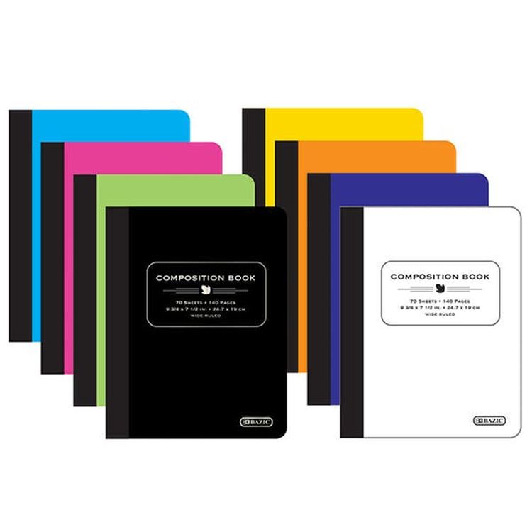 Wide Ruled Composition Books - 70 Sheets 8 Colors 1