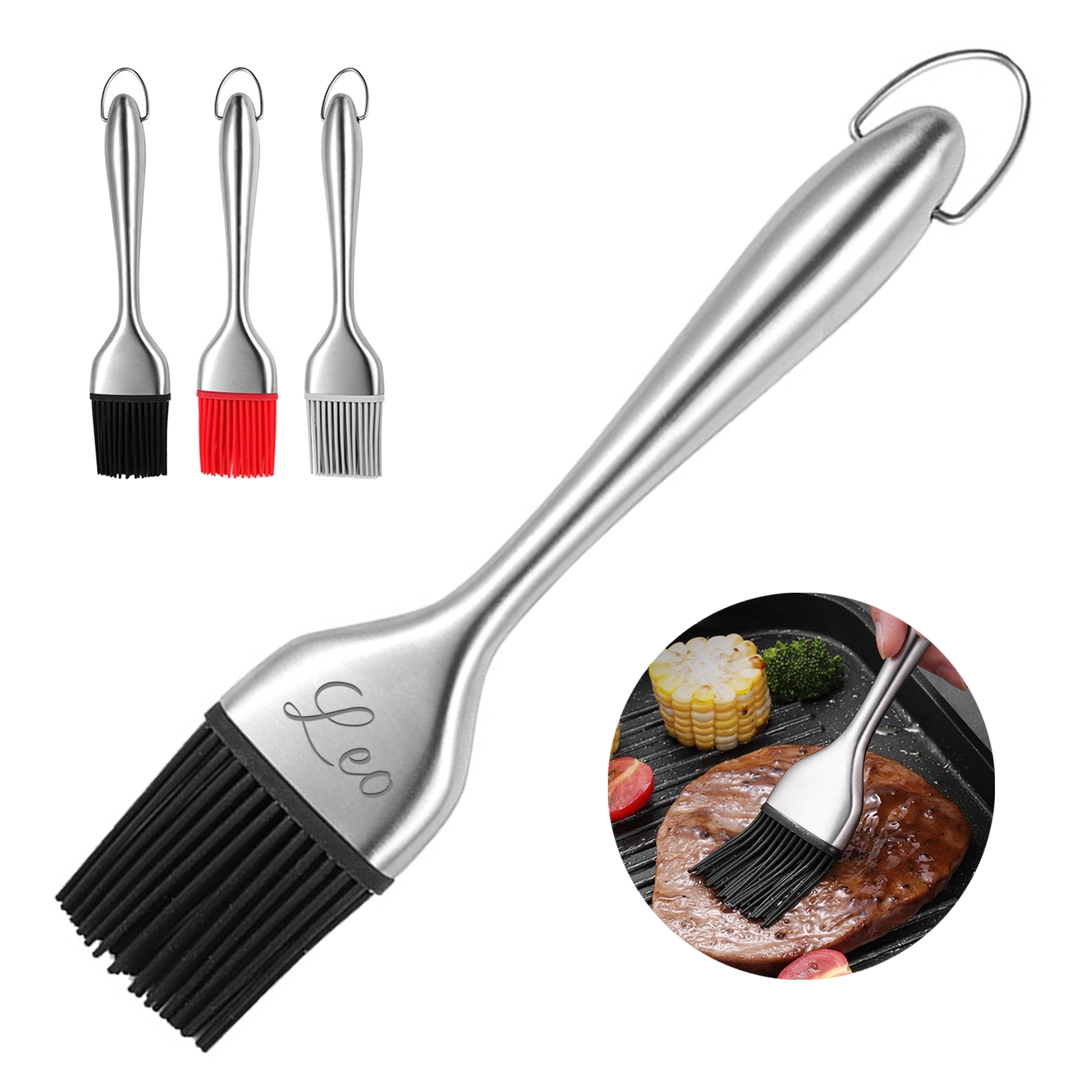 Stainless Steel Silicone BBQ Basting Brush 6