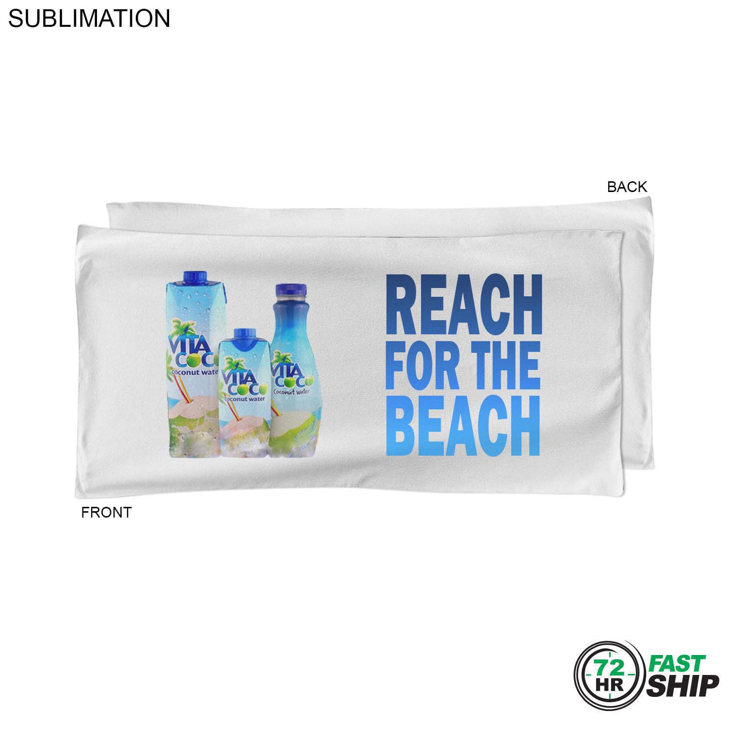72 Hr Fast Ship - Absorbent Microfiber Dri-Lite Terry White Pool Towel 20x40, Sublimated 9