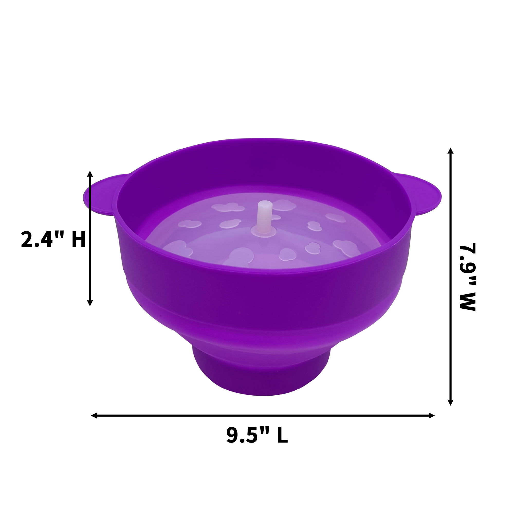 Collapsible Silicone Popcorn Bowl With Lid 9.5" x 7.9" x 2.4" 10